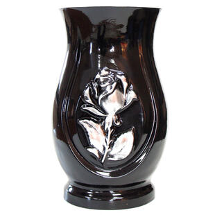 Ваза из полимербетона чёрная с серебрением 05